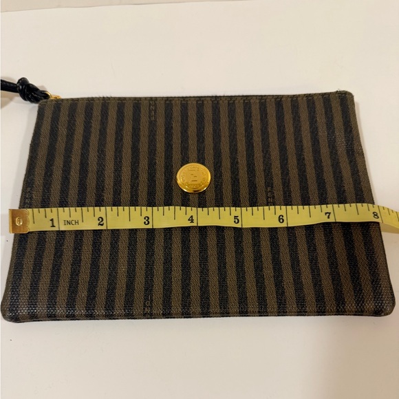 Fendi Leather Pequin Thin Striped Clutch, Pouch, Makeup Bag Vintage EUC - Picture 15 of 16